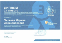 Диплом за 3 место в региональном этапе "Воспитатели России" 2024 г.